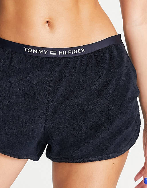 

Темно-синие махровые пляжные шорты с логотипом Tommy Hilfiger