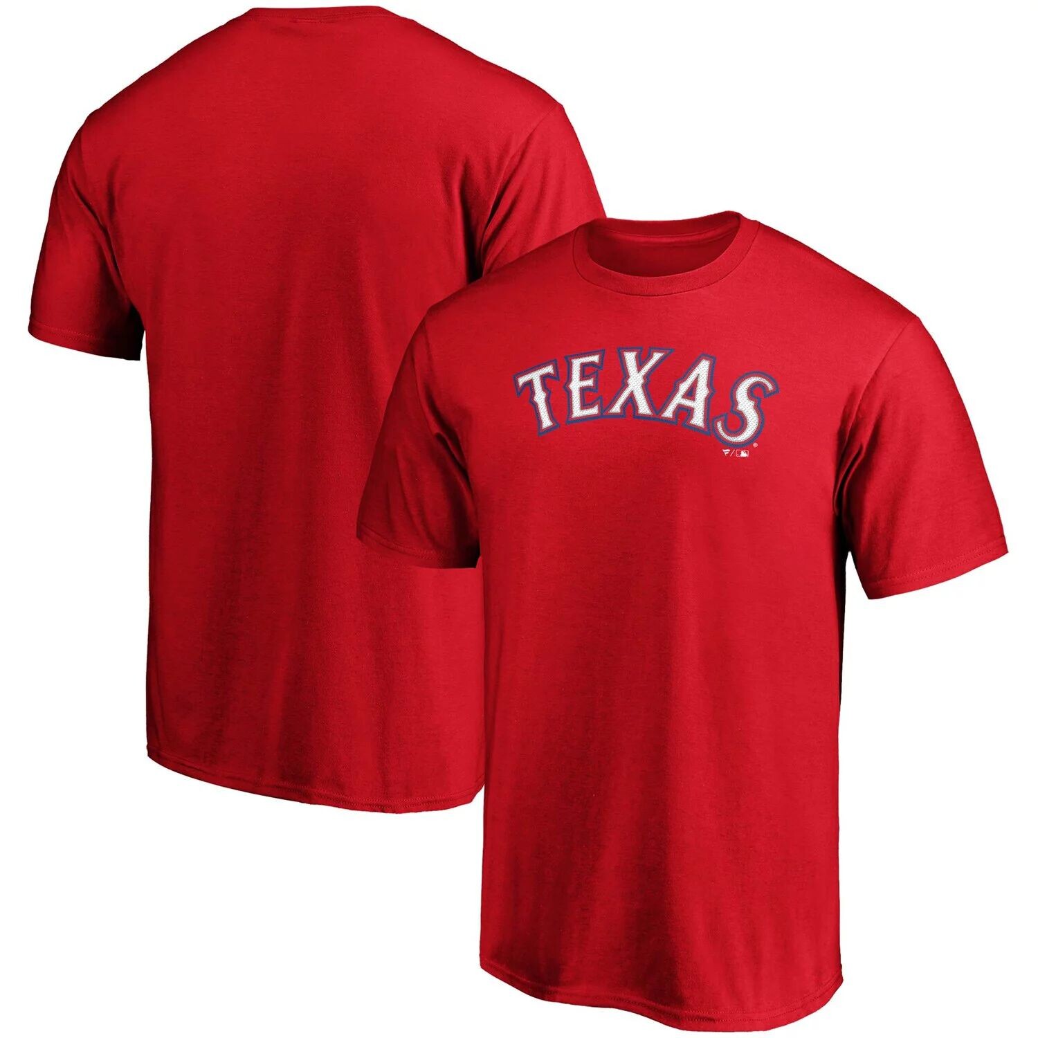 

Мужская красная футболка с официальным логотипом Texas Rangers Fanatics