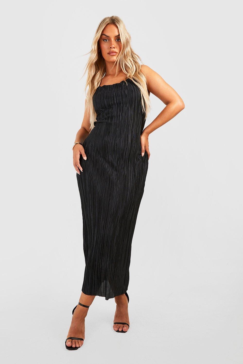 

Платье макси с плиссой Boohoo, черный
