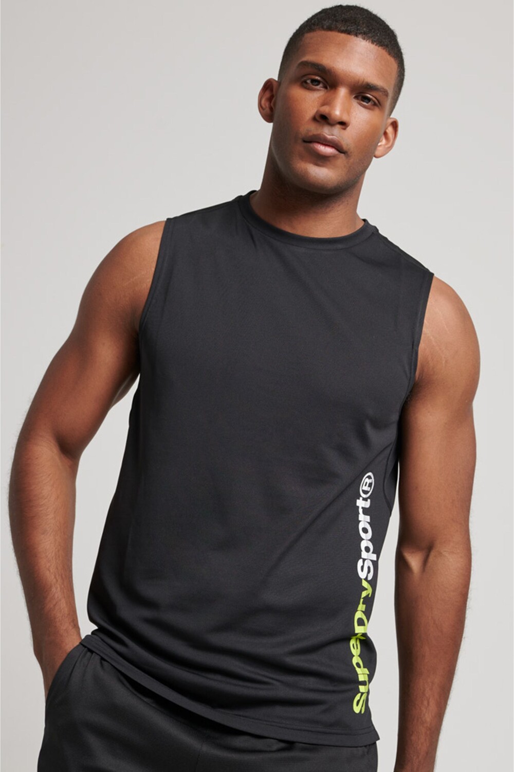 

Спортивный топ без рукавов Active Superdry, черный