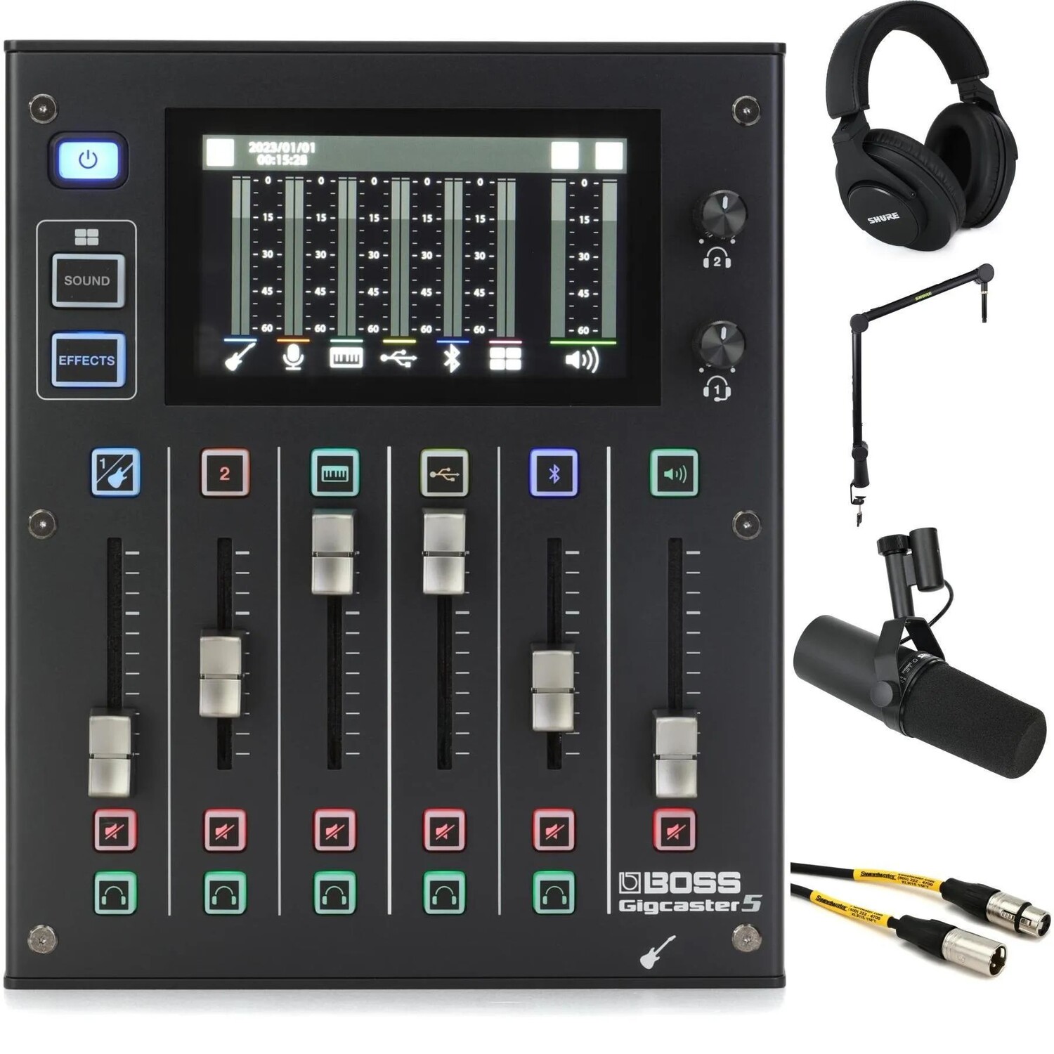 

Новый потоковый микшер Boss Gigcaster 5 и комплект Shure SM7B