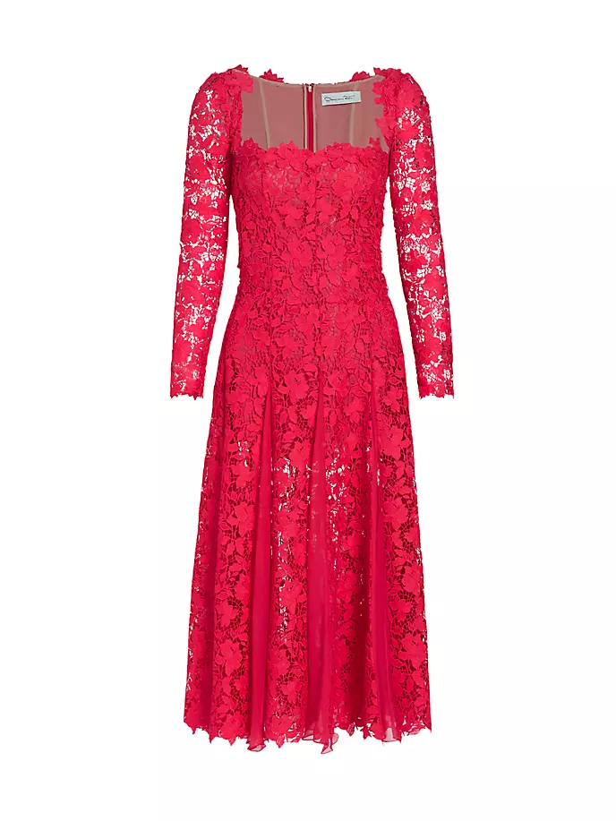 

Кружевное платье миди Gardenia Oscar De La Renta, вишнёвый