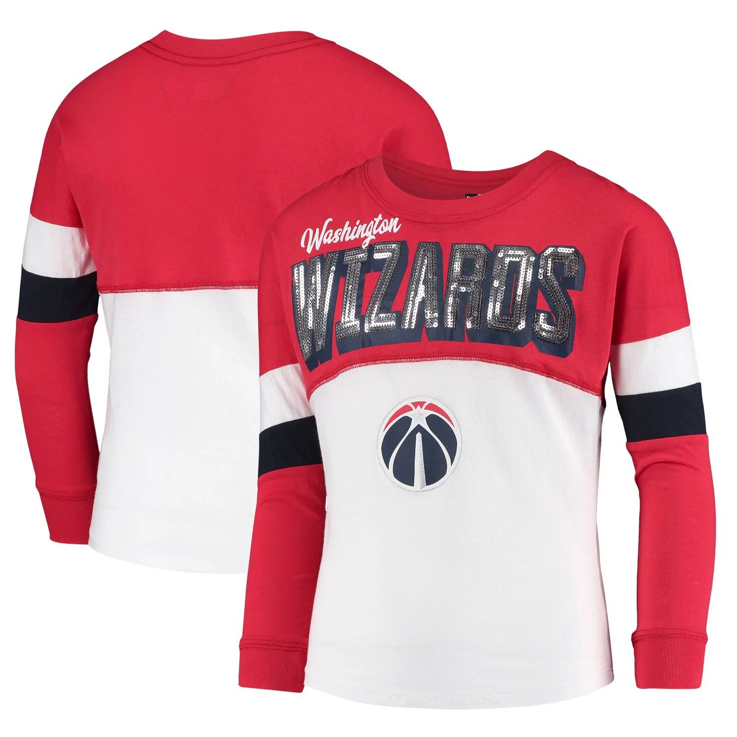 

Красная детская футболка с длинными рукавами из фольги Youth 5th & Ocean by New Era Washington Wizards New Era