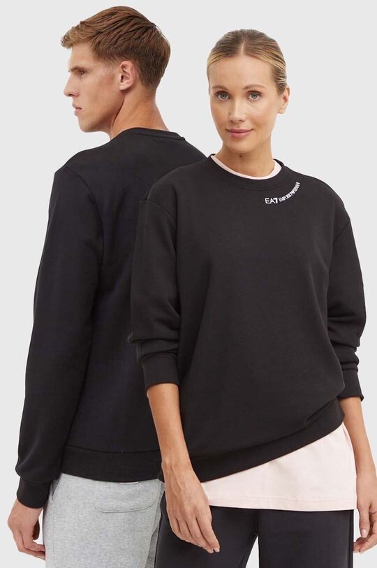 

Хлопковая толстовка EA7 Emporio Armani, черный