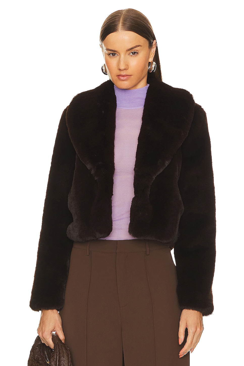 

Куртка L'AGENCE Davy Crop Faux Fur, цвет Ganache