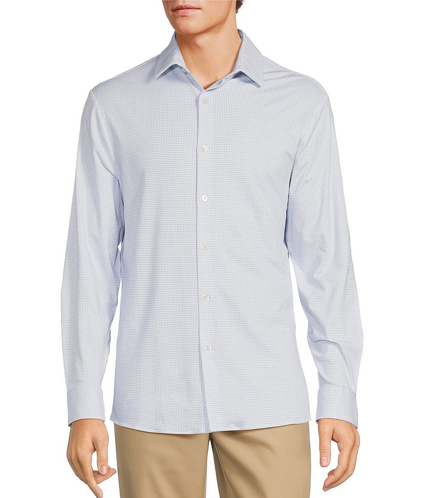 Hart Schaffner Marx State Street Essentials Albini 4FLEX Рубашка с длинным рукавом и принтом спереди, белый