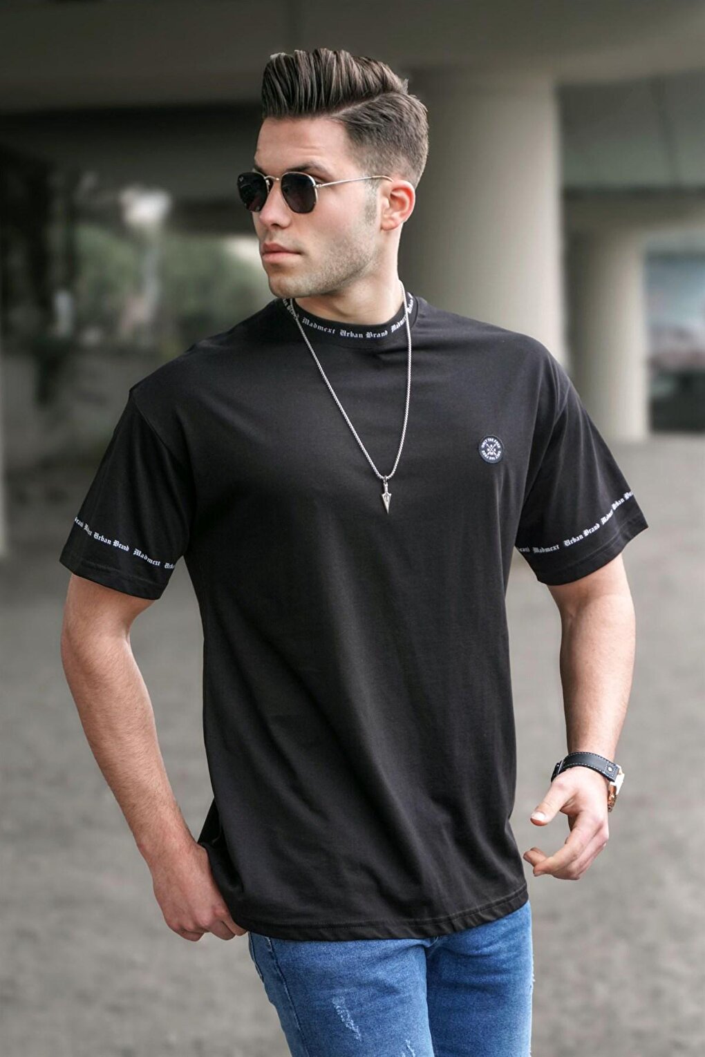 Мужская черная футболка 5355 MADMEXT мужская футболка madmext черная 5827 madmext