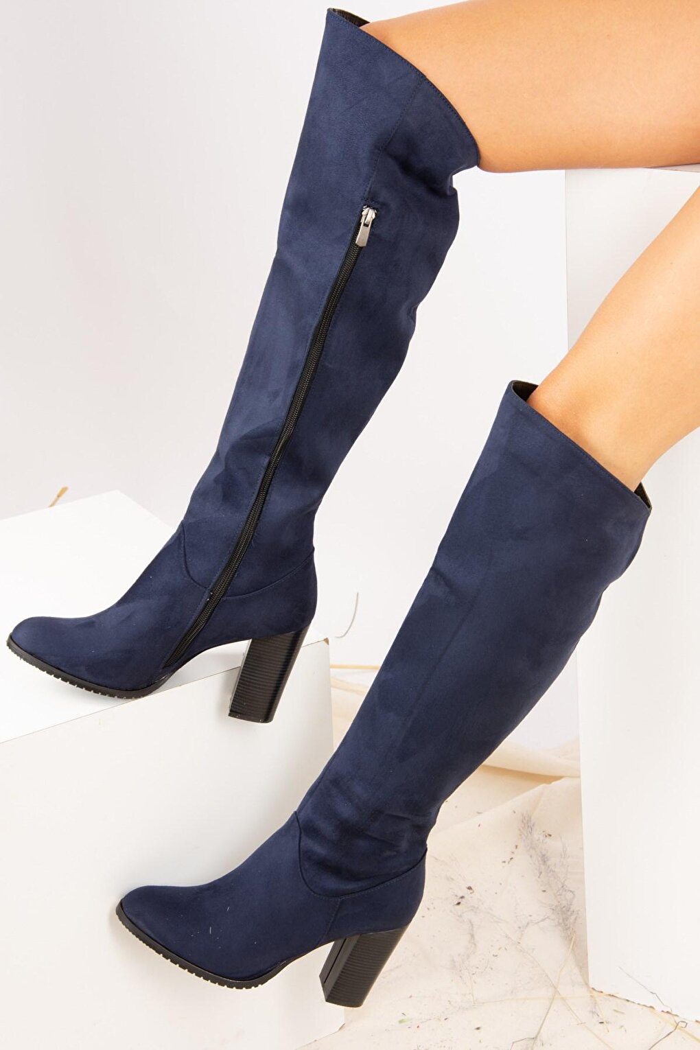 A654018002 Темно-синие женские ботинки Fox Shoes