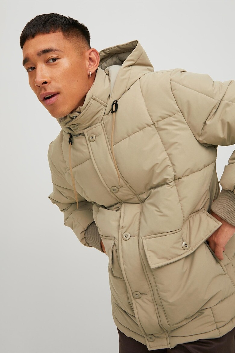Зимняя куртка с капюшоном Jack & Jones, бежевый