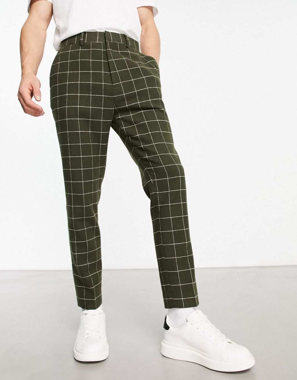

Темно-зеленые элегантные брюки зауженного кроя из смесовой шерсти ASOS DESIGN, Зеленый