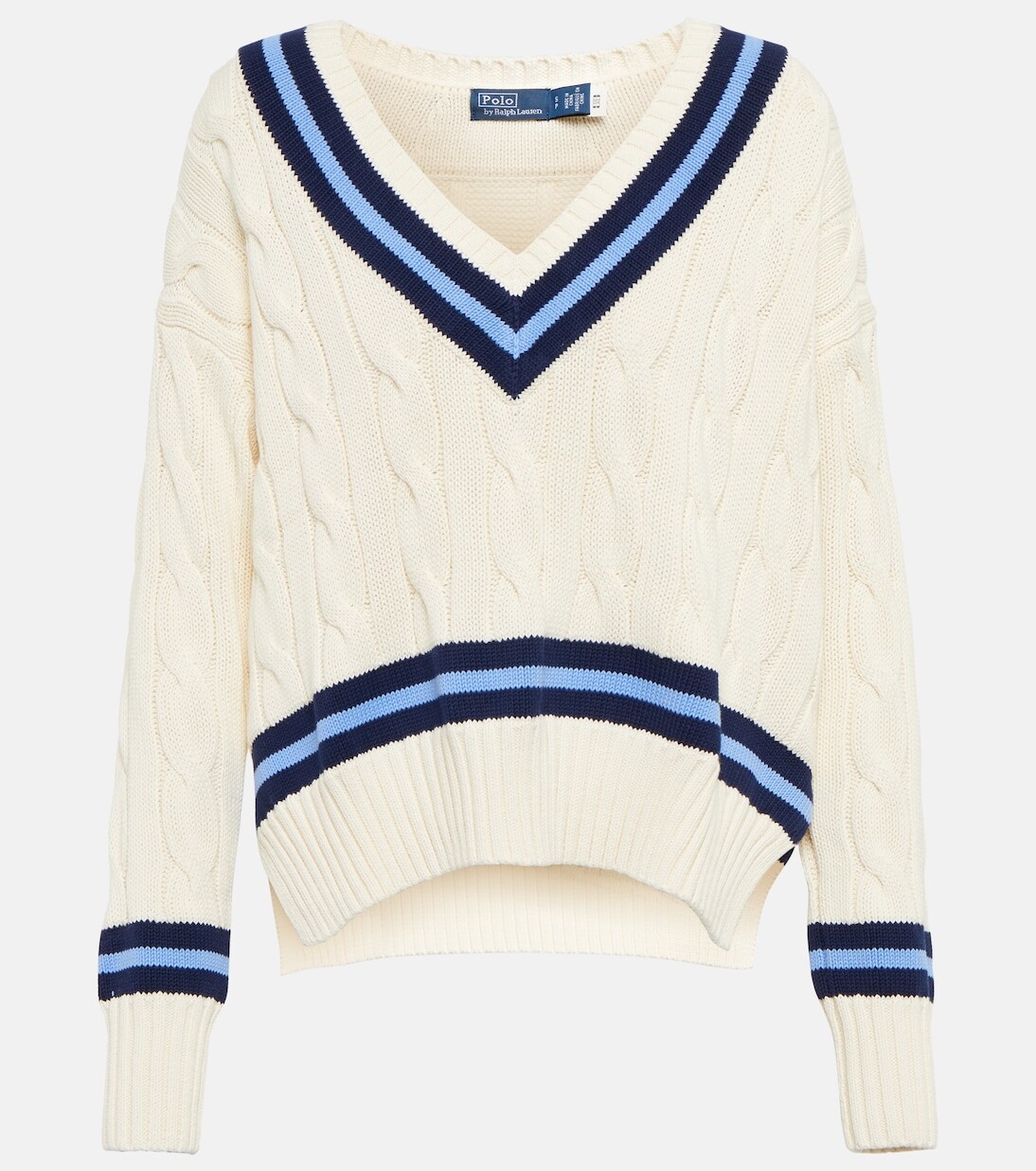 

Хлопковый свитер косой вязки Polo Ralph Lauren, мультиколор