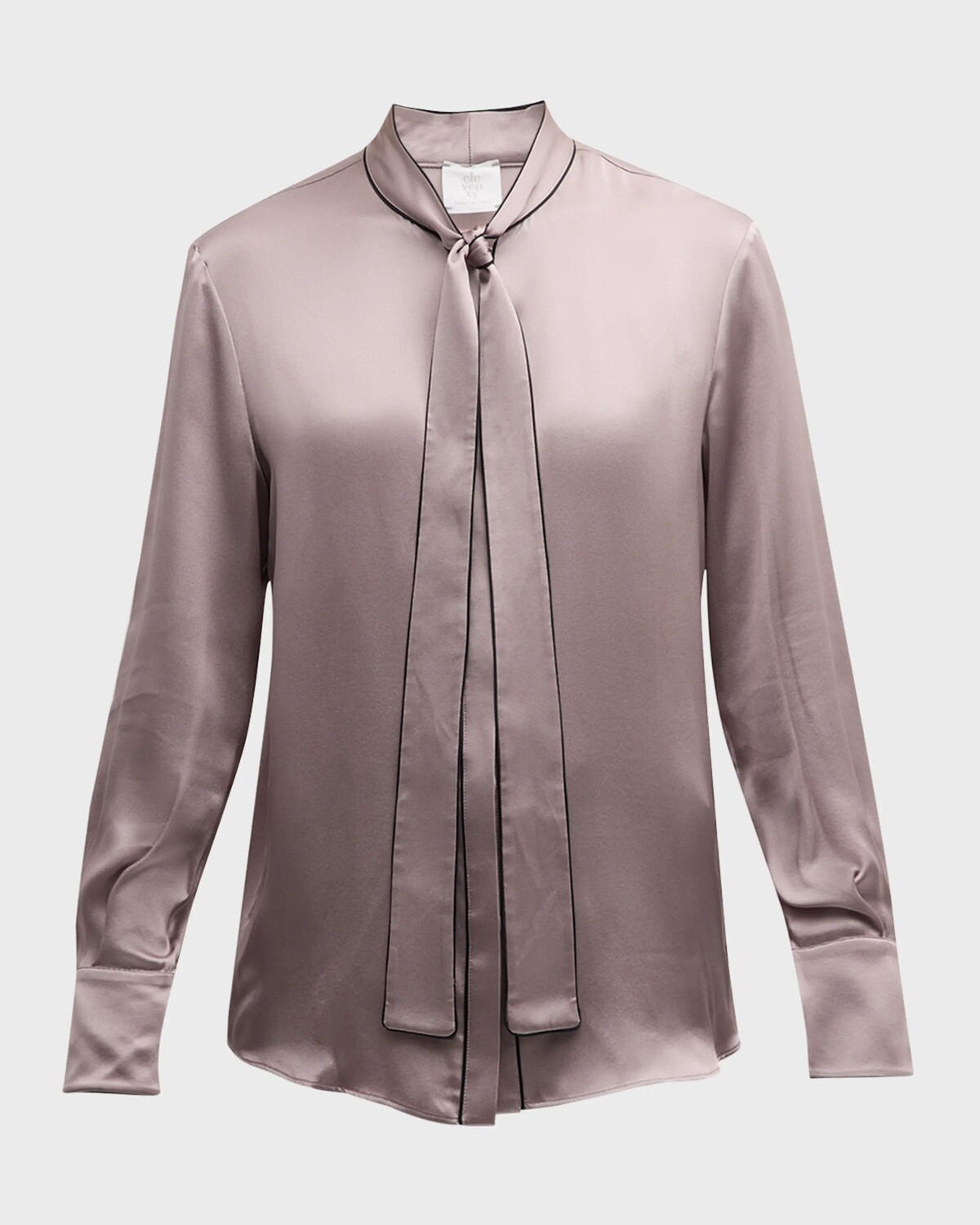 

Шелковая рубашка с завязками на воротнике Eleventy, цвет Mauve Smoke Gray