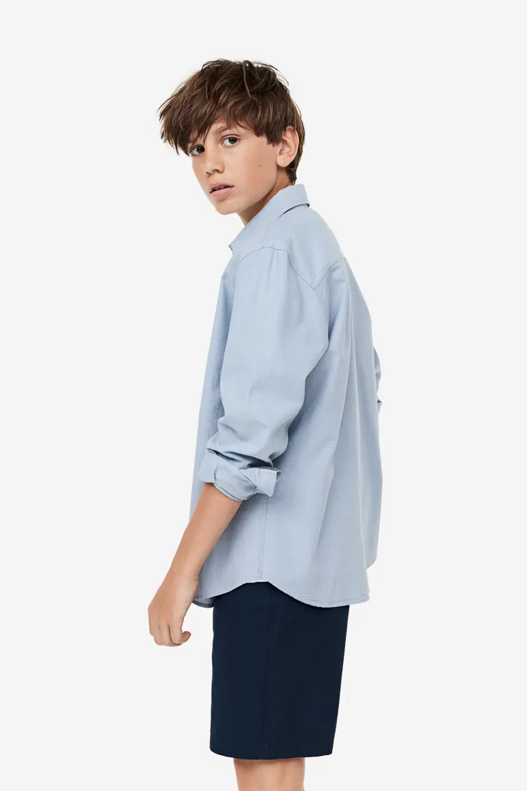 Хлопчатобумажную рубашку H&M, синий хлопчатобумажную рубашку h