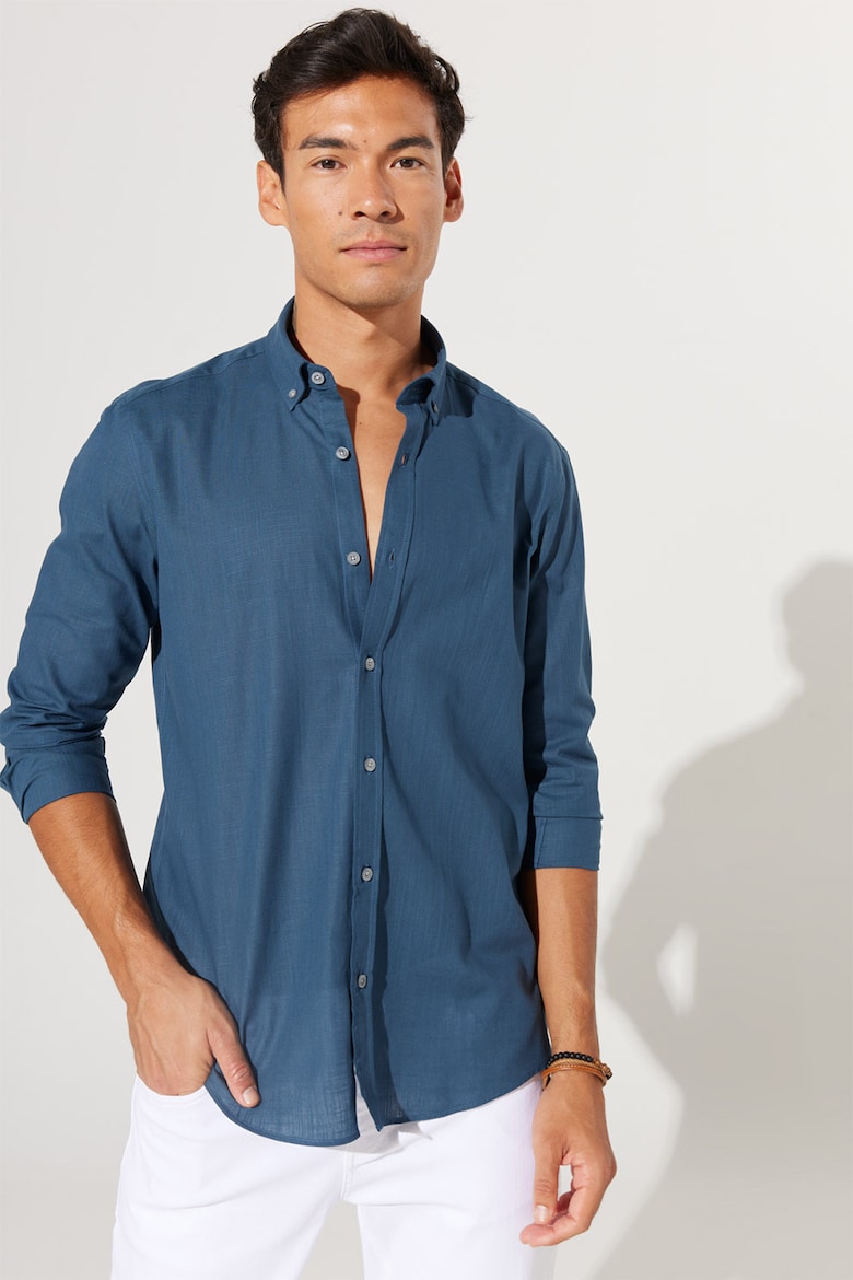 Приталенная рубашка из хлопка Ac&Co, синий