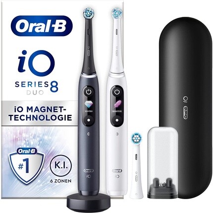 

Электрическая зубная щетка Oral-B Io Series 8 с 6 режимами чистки и магнитной технологией, черный оникс/белый алебастр, Oral B