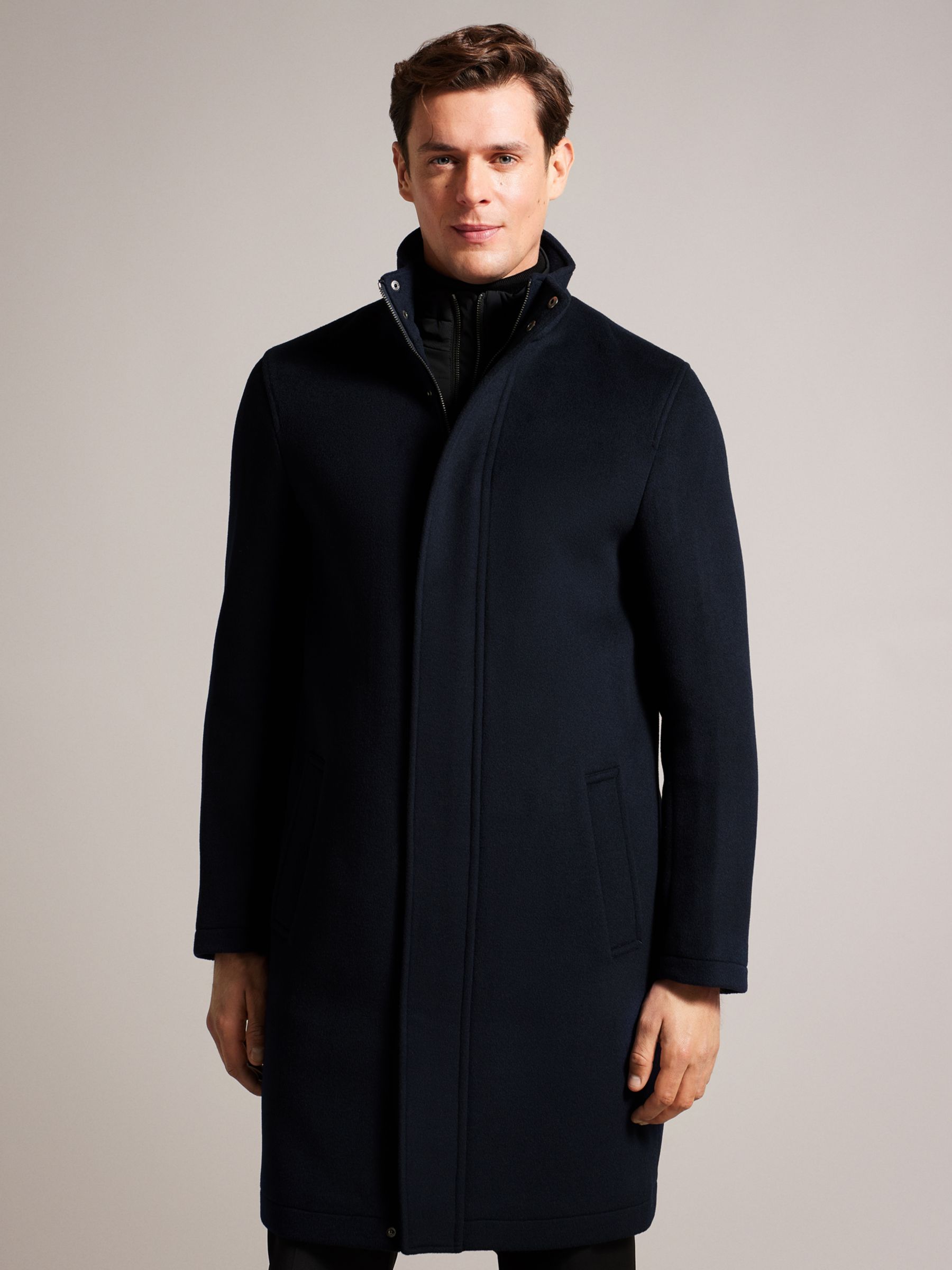 Пальто Ederson из смесовой шерсти с воротником-воронкой Ted Baker, темно-синий пальто ted baker пальто зимнее