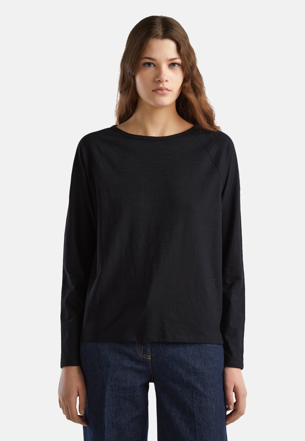 

Топ с длинными рукавами LIGHT FABRIC United Colors of Benetton, цвет black