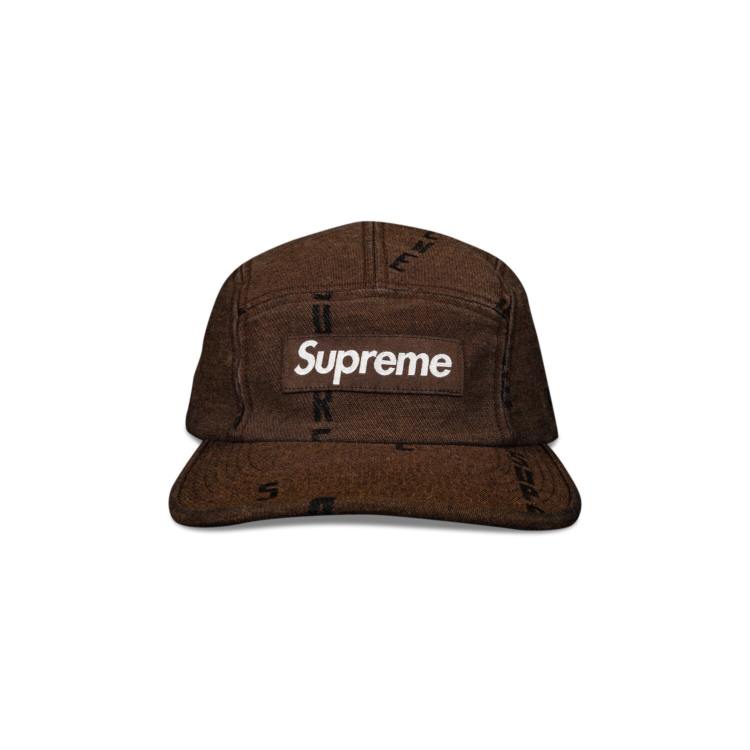 

Жаккардовая джинсовая кепка Supreme в полоску с логотипом, цвет Коричневый