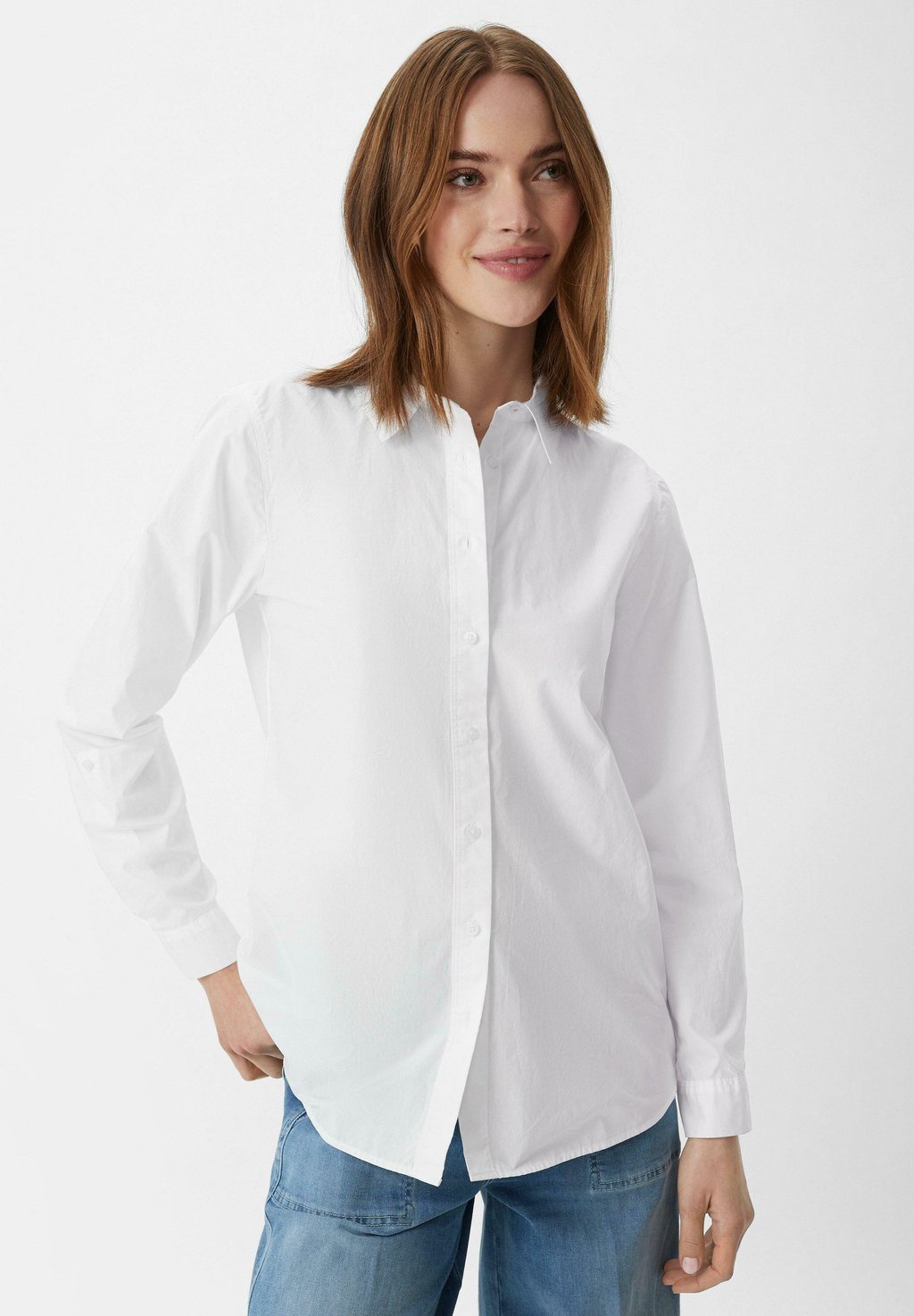 Блузка-рубашка MIT VERLÄNGERTEM RÜCKEN comma casual identity, цвет weiß