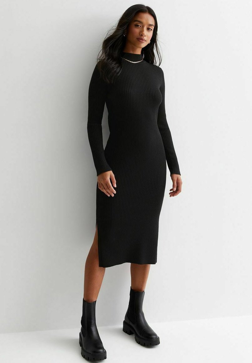 Трикотажное платье Midi New Look Petite, черный