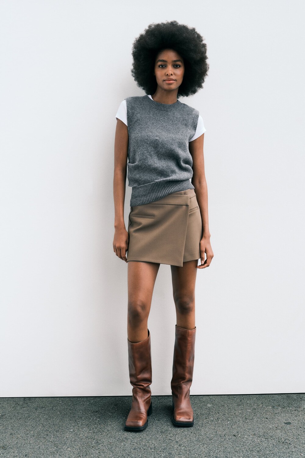 

Асимметричная юбка-брюки Zara, коричневый/серо-коричневый