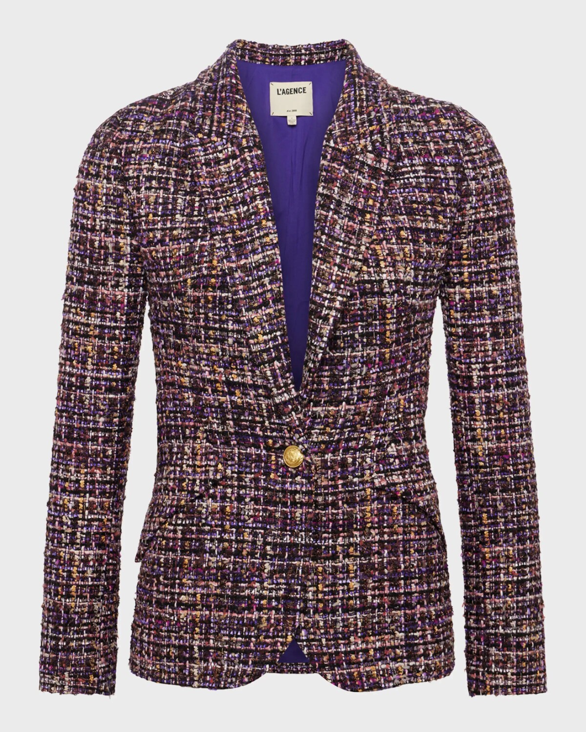 

Твидовый пиджак Чемберлен L'Agence, цвет Purple Multi Tweed