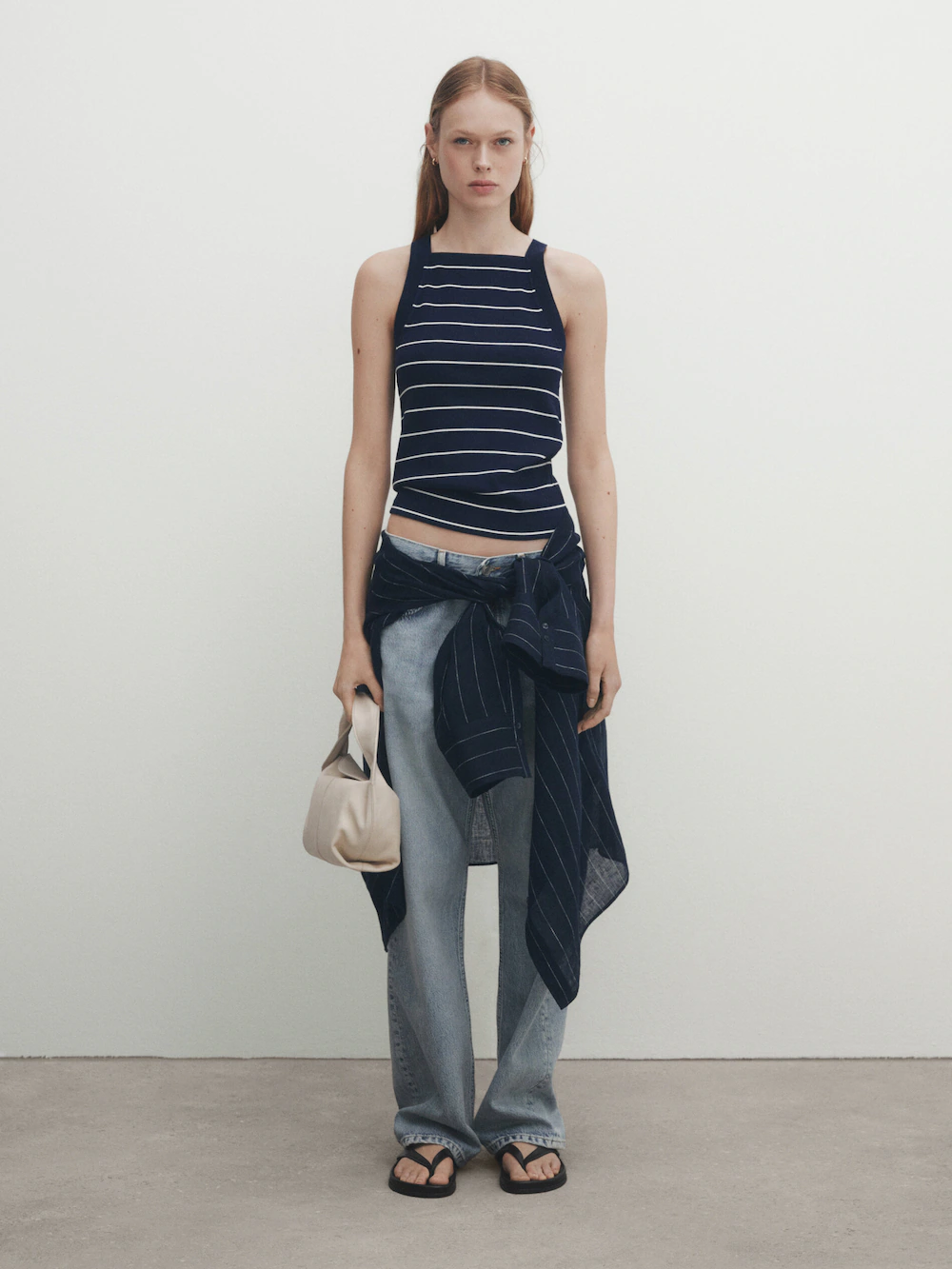 

Топ в полоску с ремнями Massimo Dutti, синий