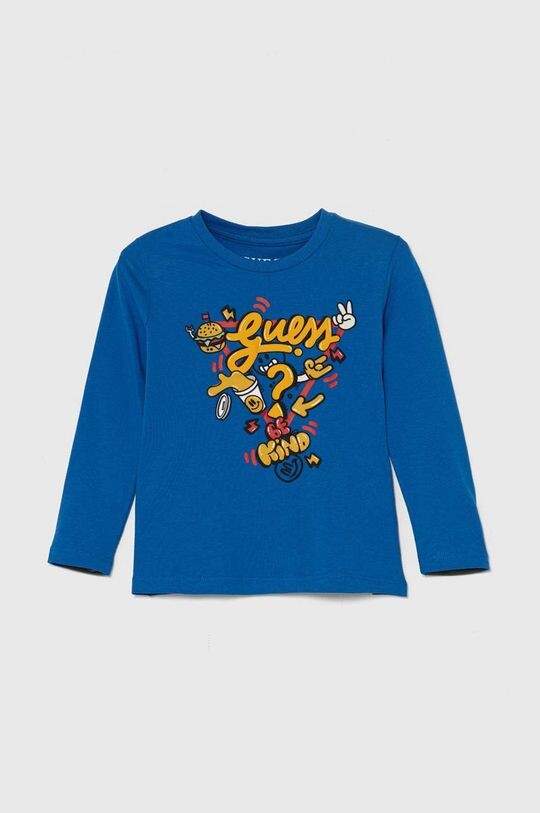 

Детская хлопковая рубашка с длинным рукавом Guess, синий