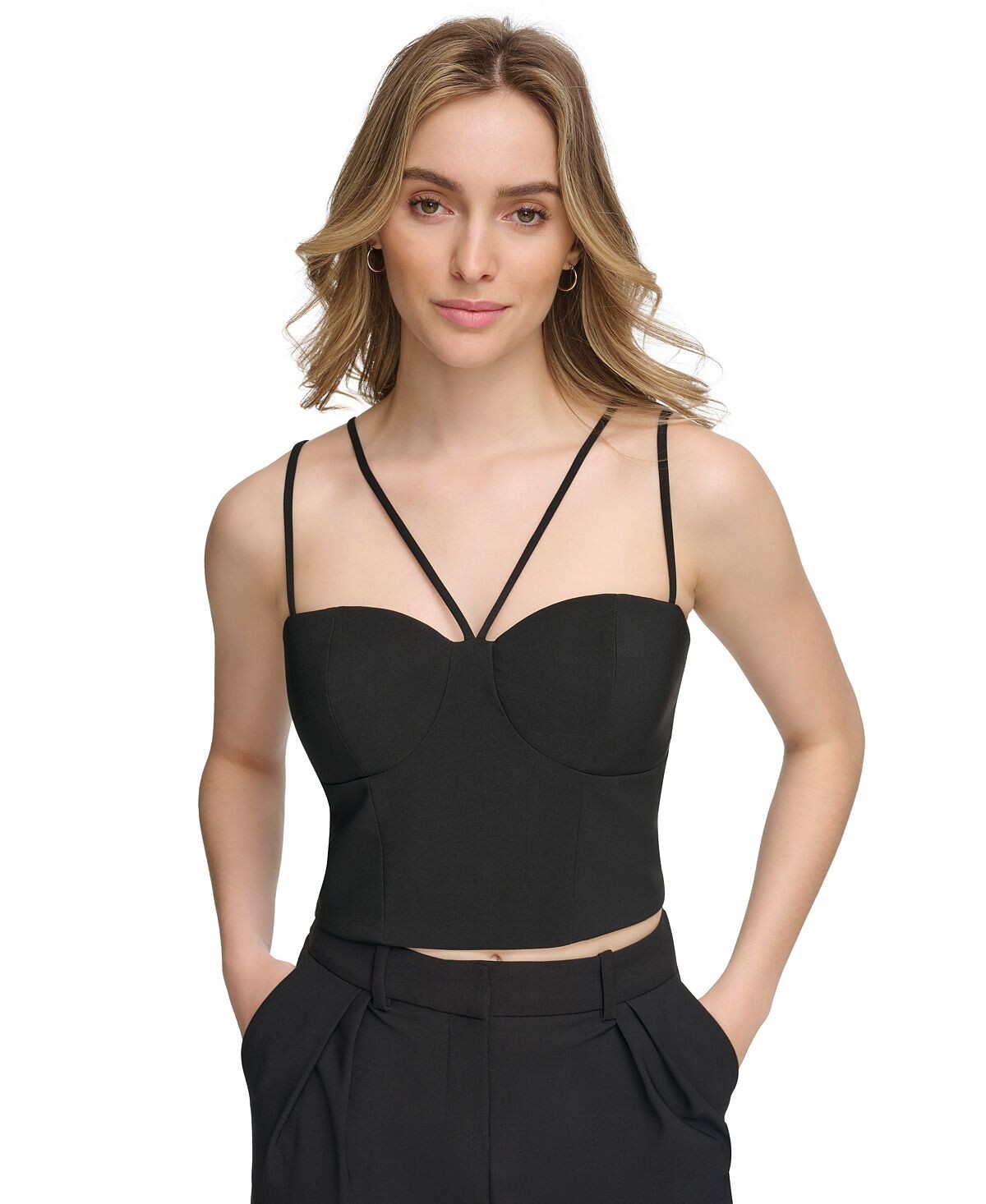 

Женский корсетный топ с вырезом сердечком и бретелями Calvin Klein, черный