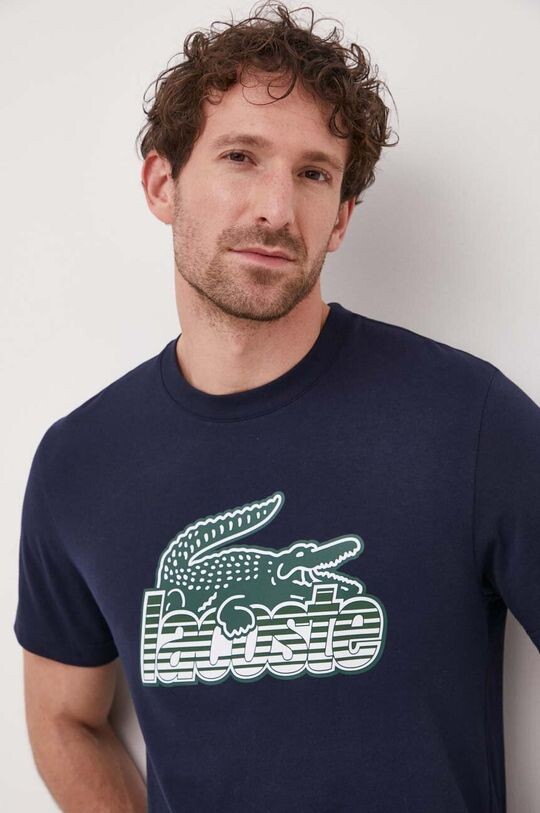 

Хлопковая футболка Lacoste, темно-синий