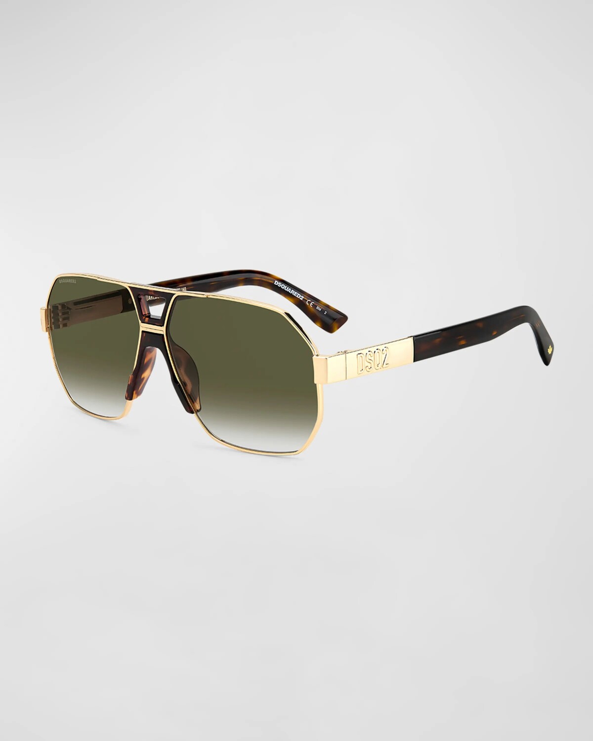 

Мужские квадратные солнцезащитные очки с двойным мостом Dsquared2, цвет Gold Havana