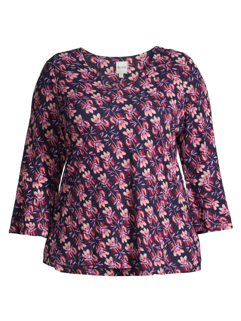 

Вязаный топ Stamped Petals с v-образным вырезом NIC+ZOE, Plus Size, индиго