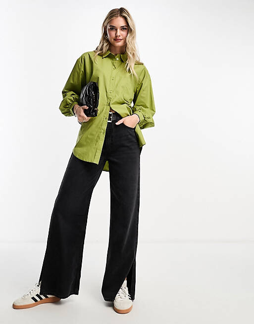 

Зеленая рубашка из поплина оверсайз Miss Selfridge