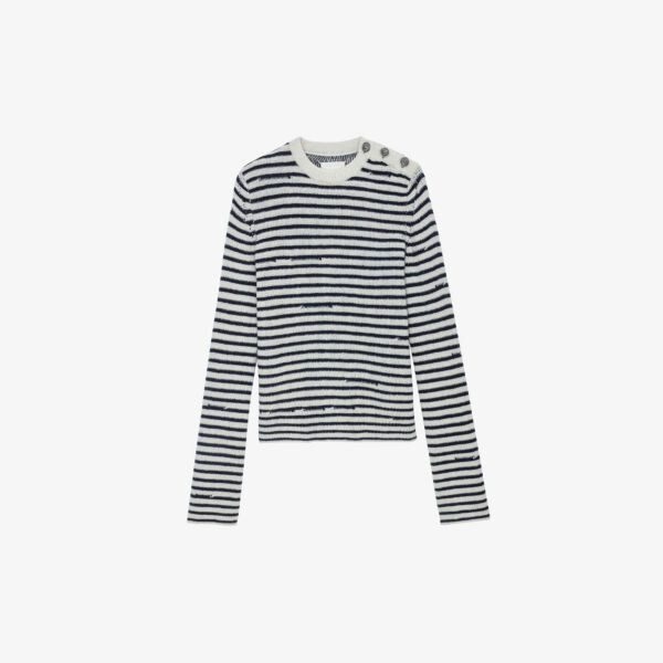 

Джемпер из кашемира и смесовой шерсти в полоску Jade Zadig&Voltaire, цвет sugar