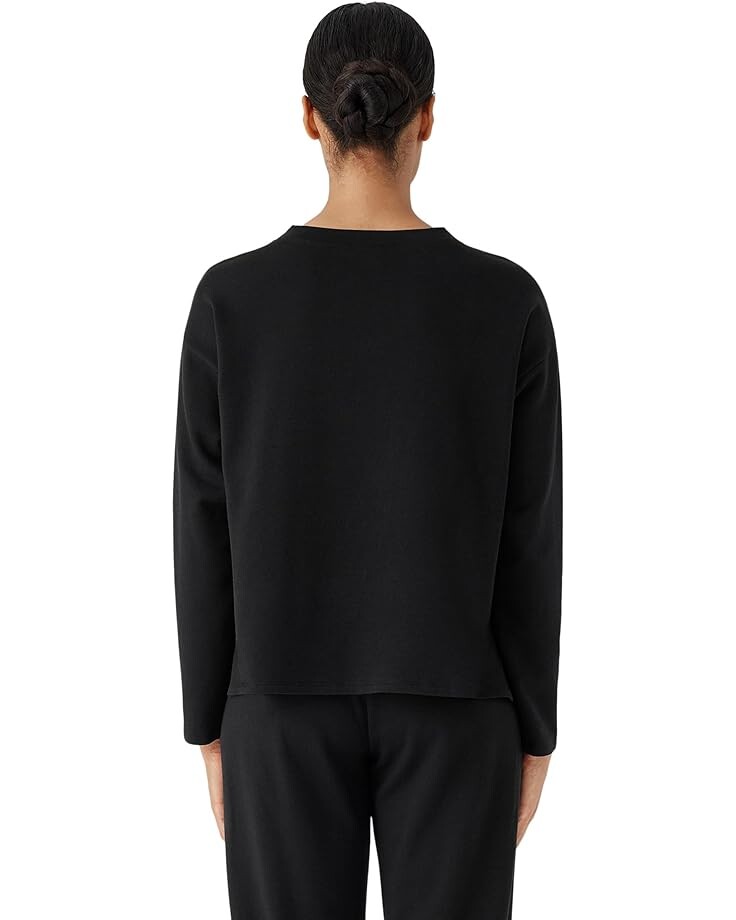

Топ Eileen Fisher High Crew Neck Boxy Top, черный
