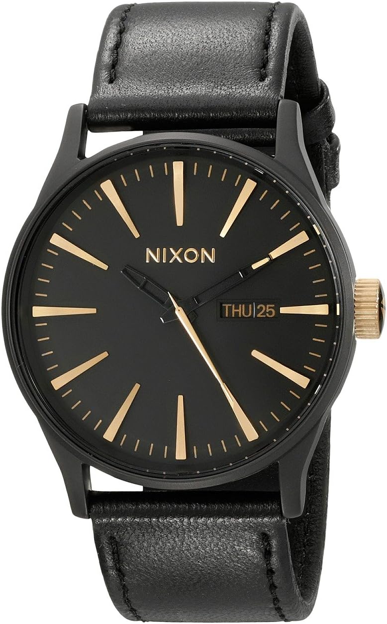 Часы Sentry Leather Nixon, цвет Matte Black/Gold