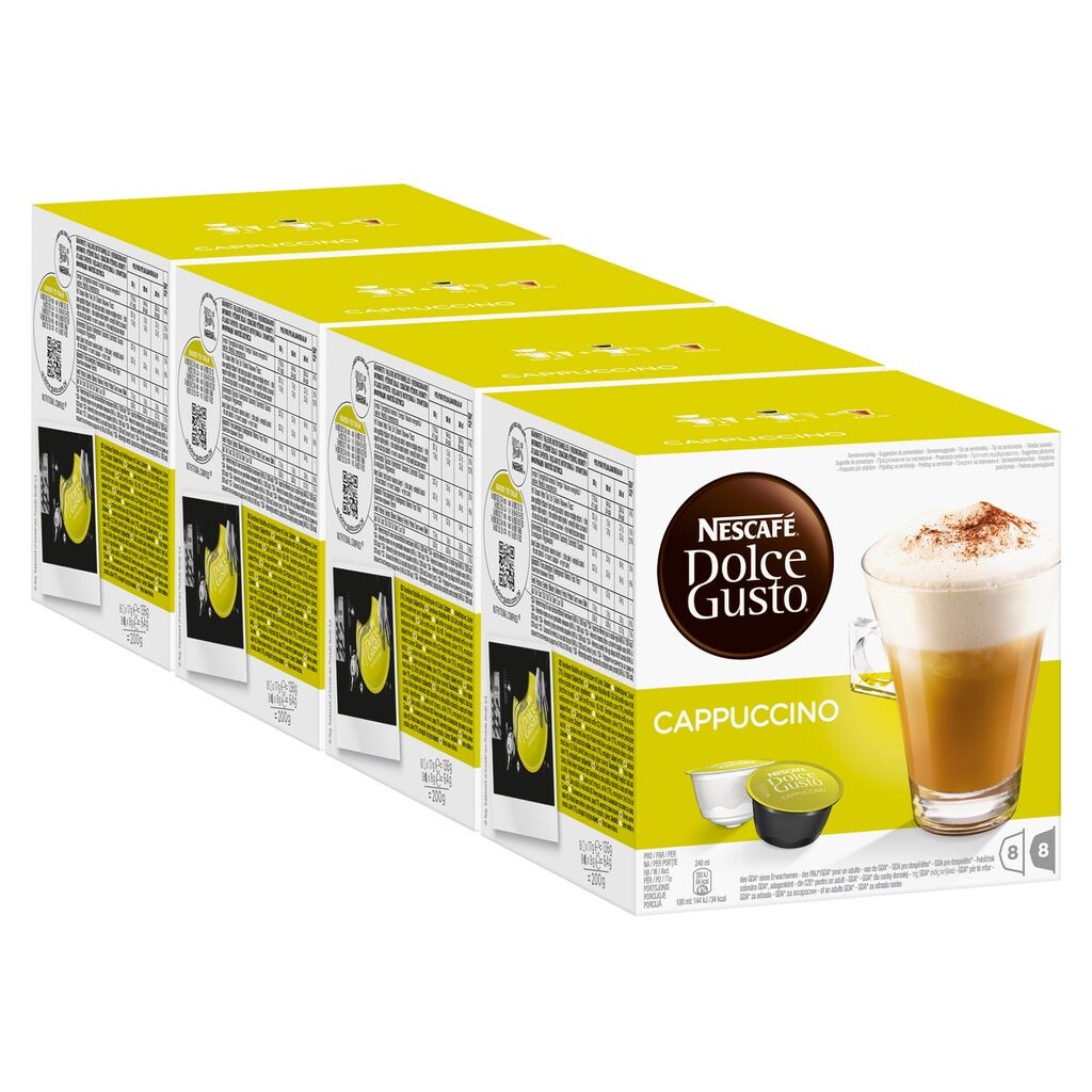 

Nescafé Dolce Gusto Cappuccino, Кофе, кофейные капсулы, упаковка из 4 шт., 4 х 16 капсул (32 порции) Nestlé