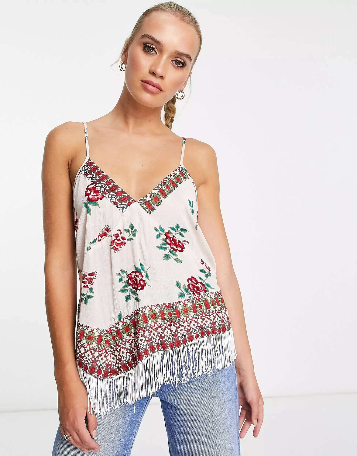 

Топ на бретелях River Island с бахромой красного цвета