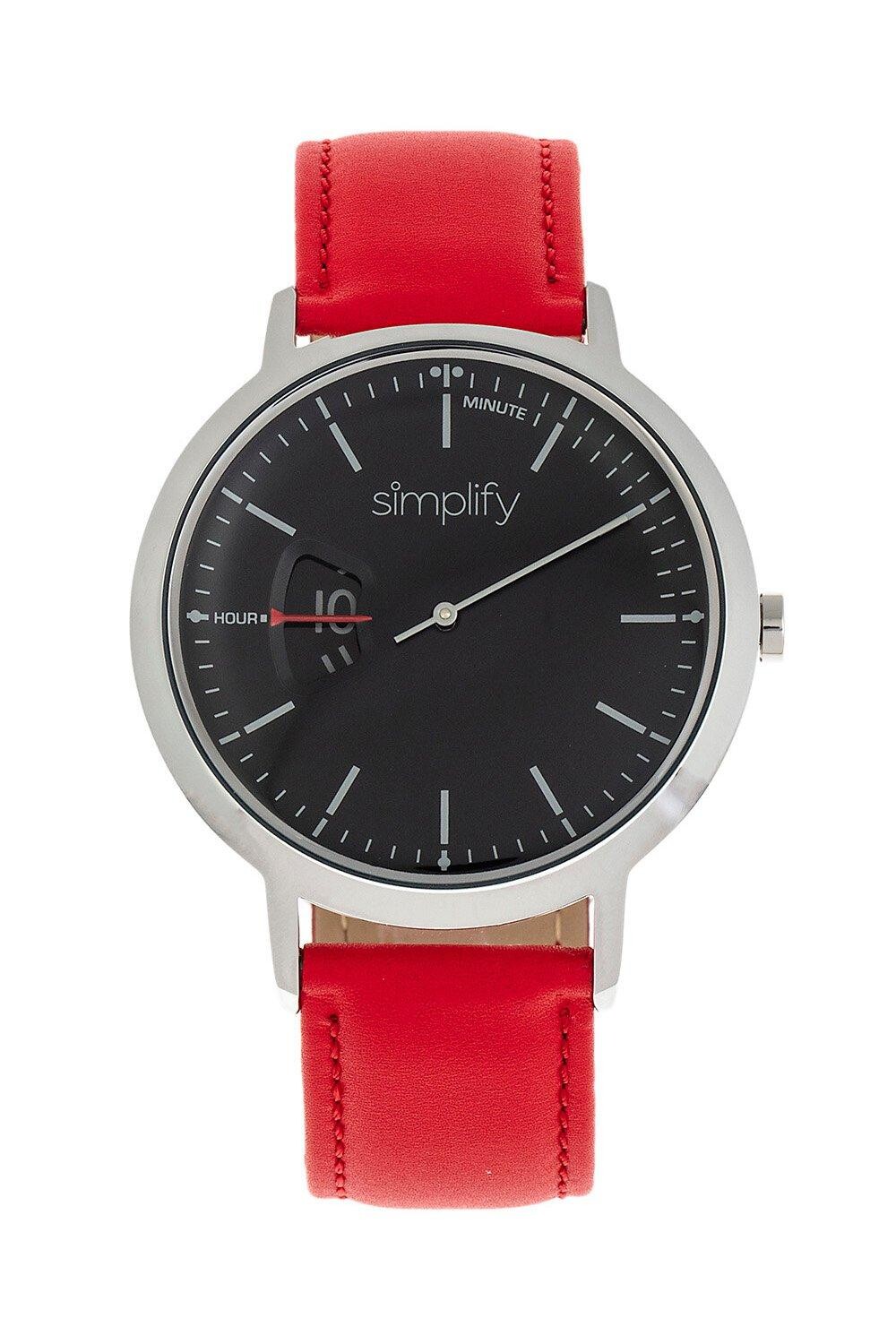 

Часы 6500 с кожаным ремешком Simplify, красный