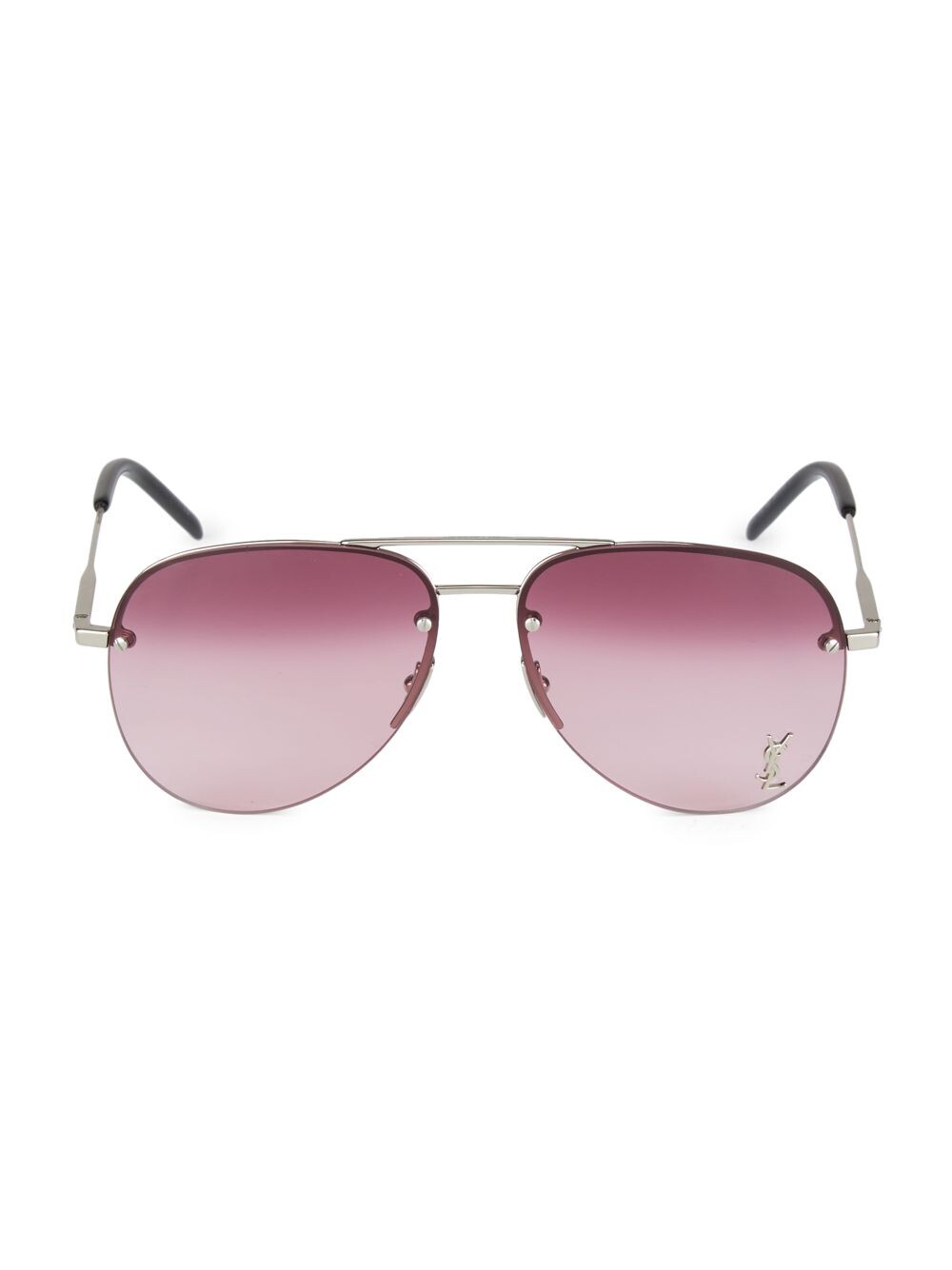 

Металлические солнцезащитные очки Pilot с монограммой Pin 59MM Saint Laurent, серебряный
