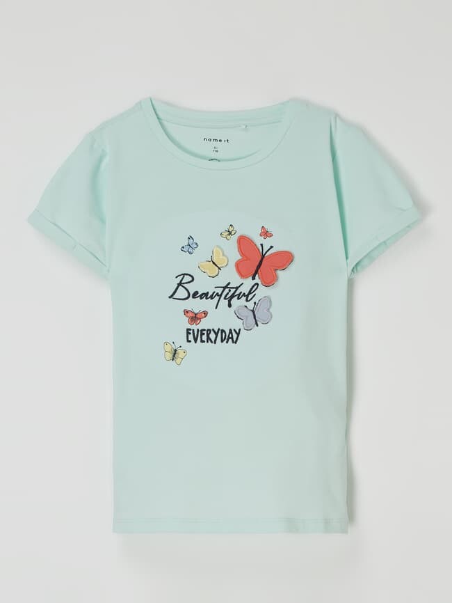 

Футболка с принтом бабочек, модель "Вера" Name It, мятный