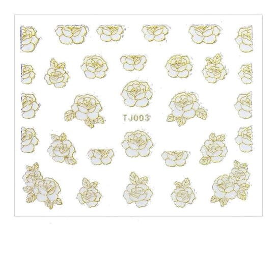 

Наклейки 3D Flowers, TJ003 белый с золотой каймой MollyLac, Molly Lac