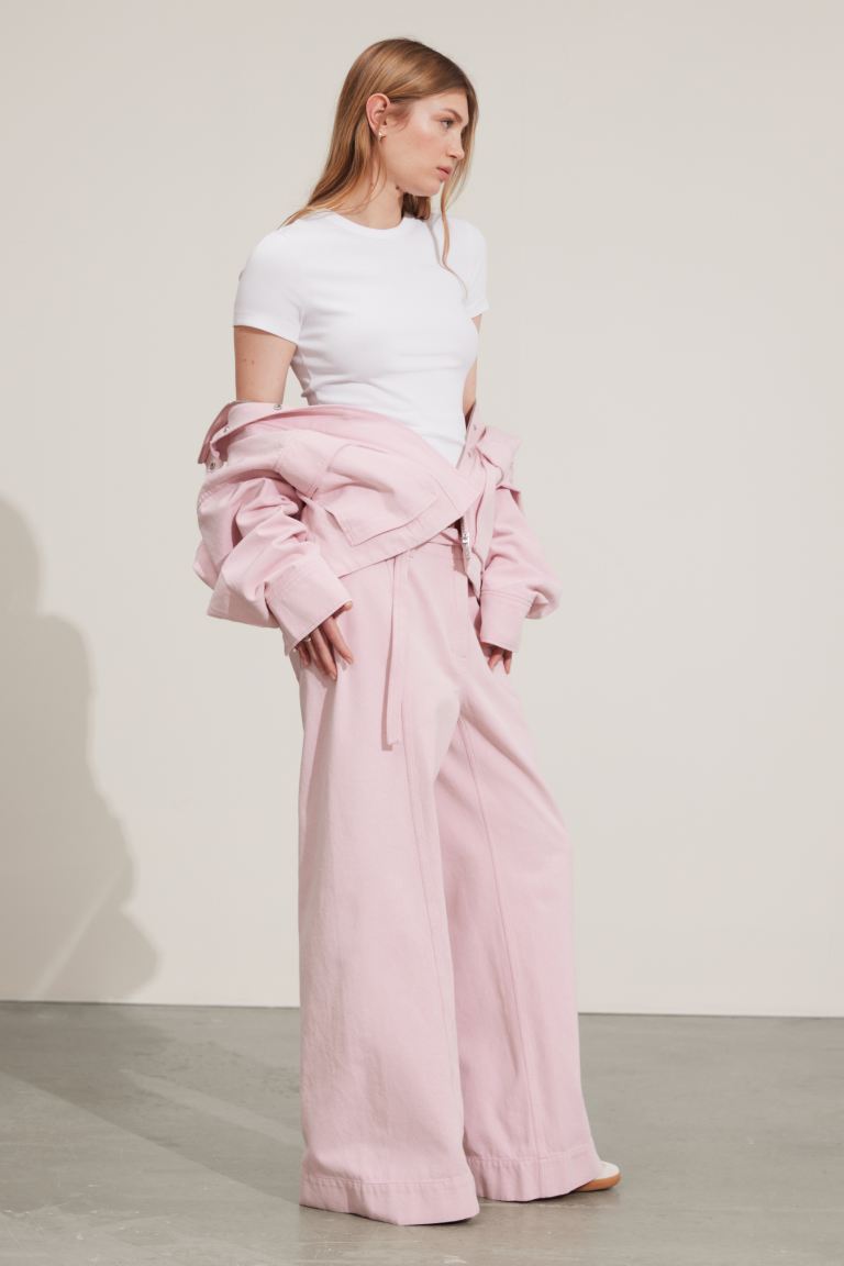 Свободные брюки с поясом и другие истории H&M, розовый