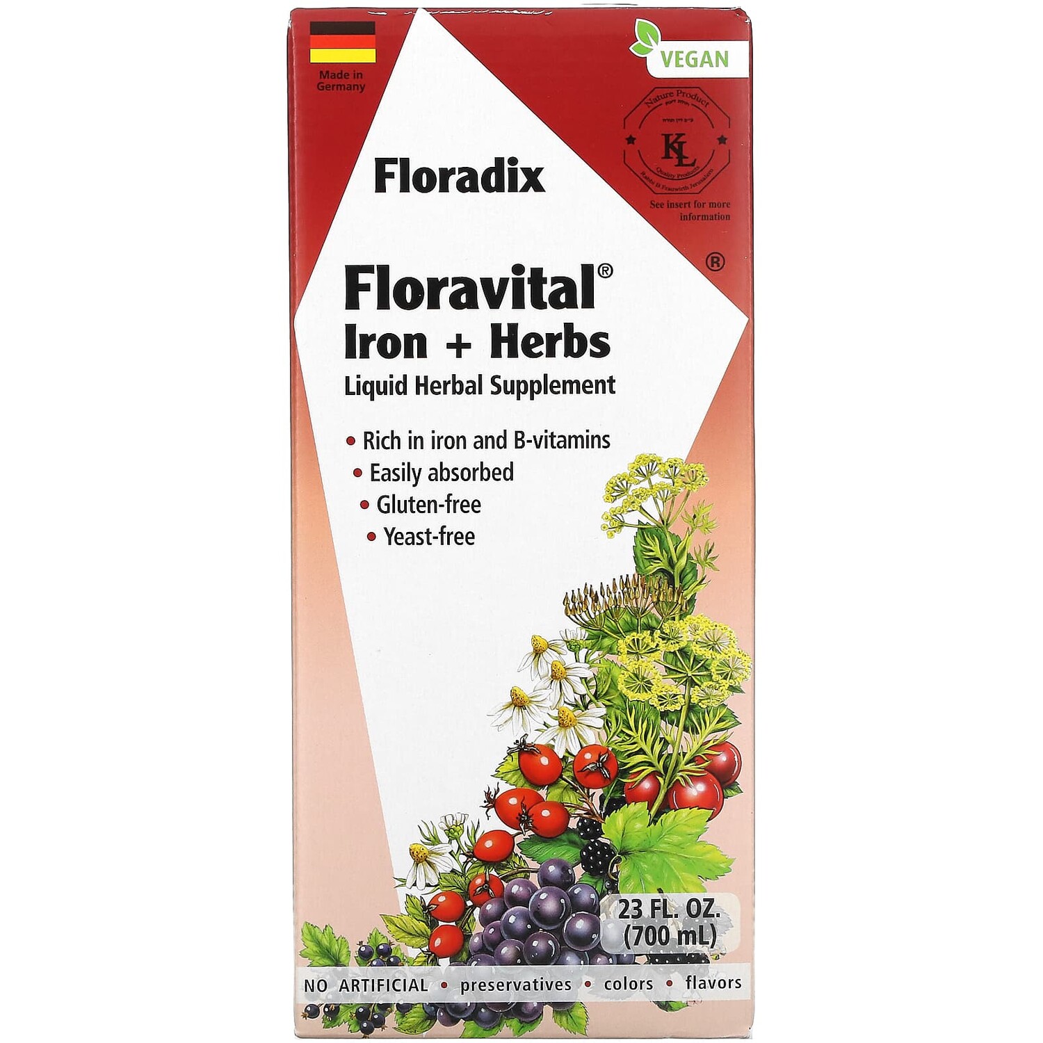 

Floradix, железо и травы Floravital, 23 жидк. унции (700 мл), Gaia Herbs