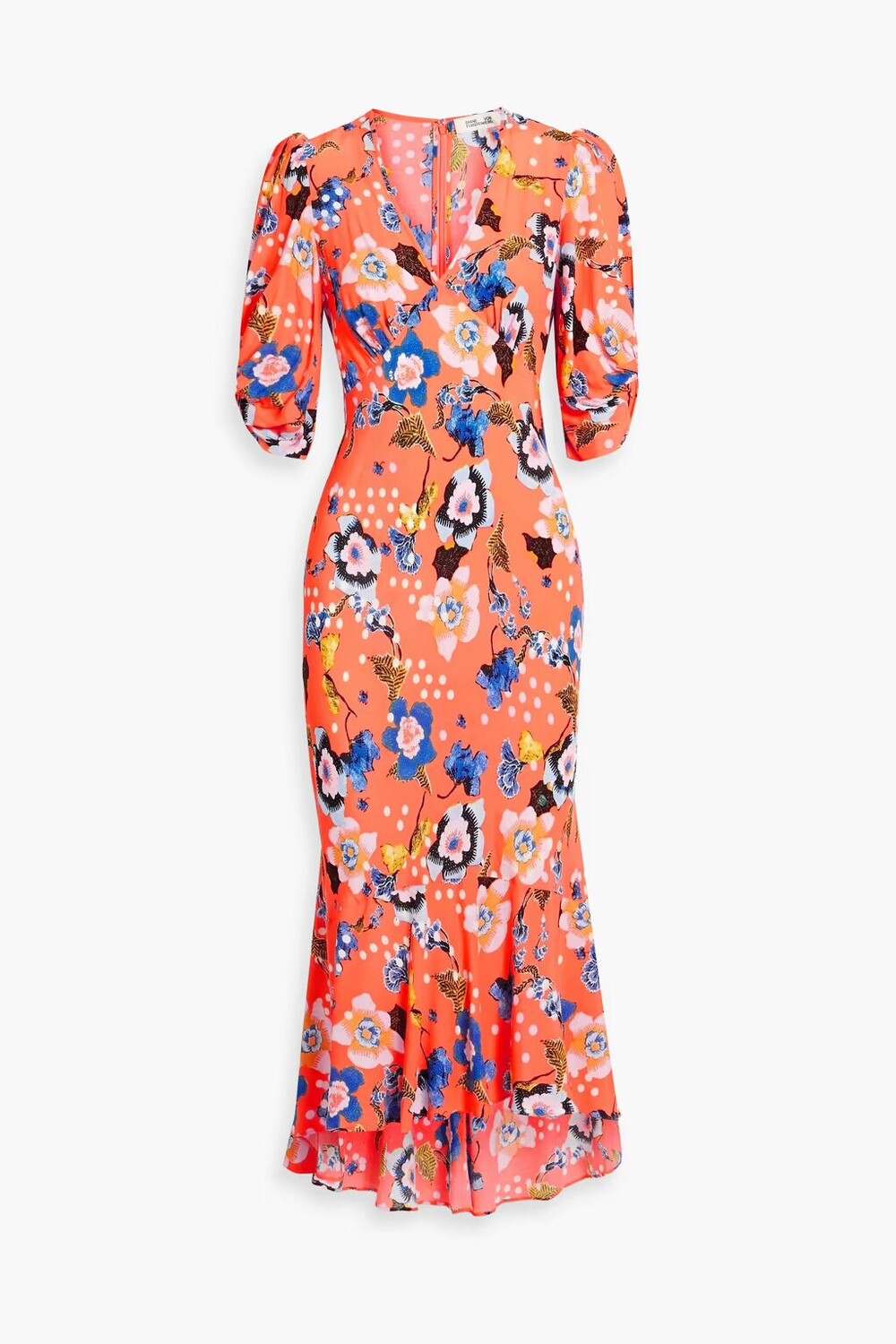 

Платье миди Tati из крепа с цветочным принтом Diane Von Furstenberg, коралл