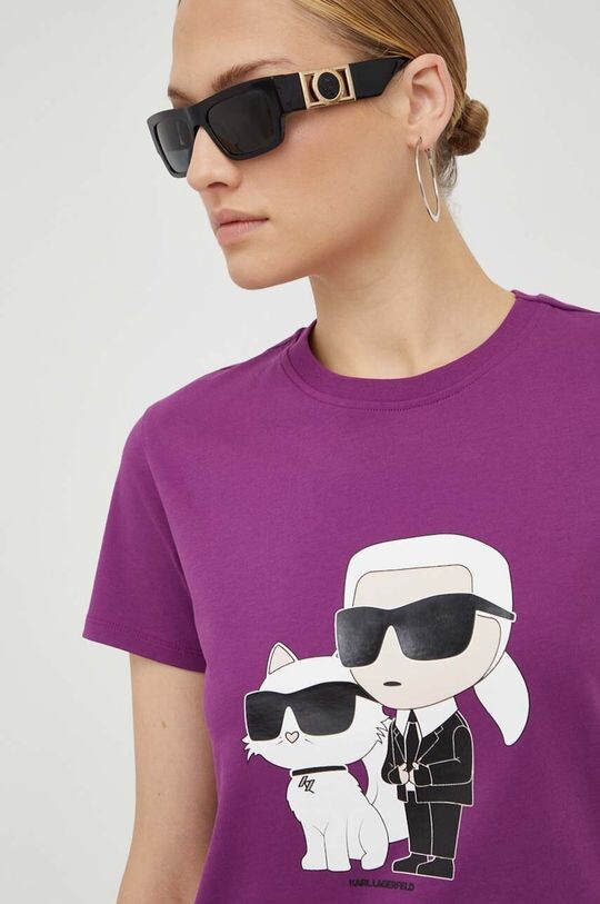 

Хлопковая футболка Karl Lagerfeld, фиолетовый