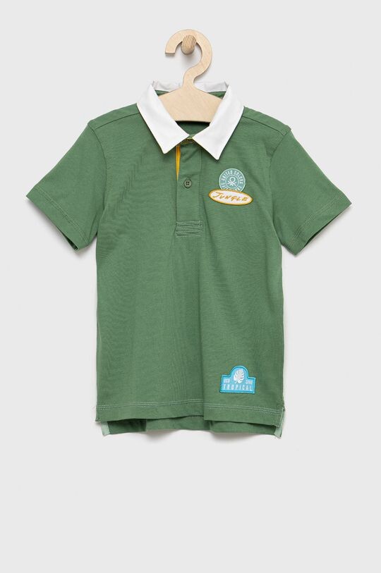 

Детская хлопковая рубашка-поло United Colors of Benetton, зеленый