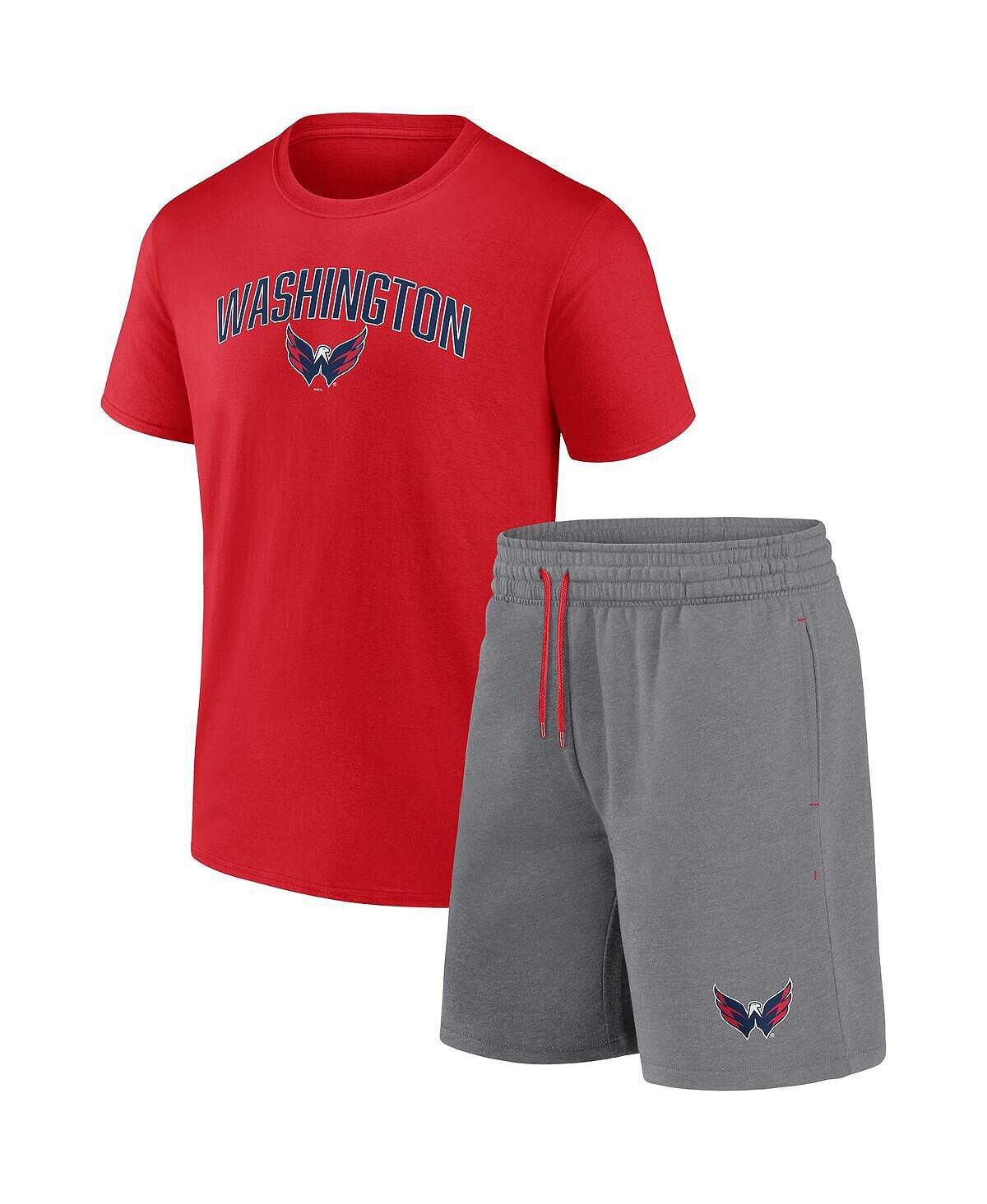 

Мужской комплект из красно-серой футболки и шорт Washington Capitals Arch с фирменным логотипом Fanatics