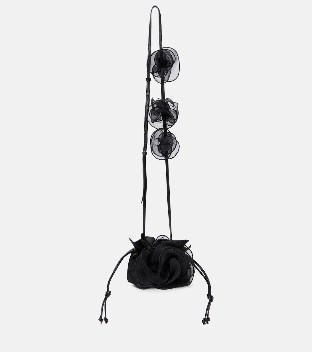 Magda маленькая шелковая сумка-ведро с цветочной аппликацией Magda Butrym, черный прозрачная шелковая блузка с цветочной аппликацией magda butrym черный