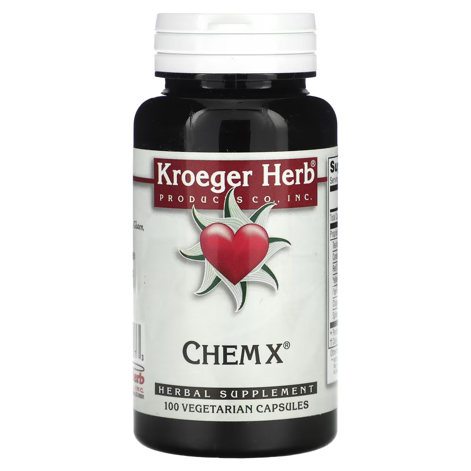 Растительная добавка Kroeger Herb Co Chem X, 100 капсул растительная добавка kroeger herb co балансировщик полярности 100 капсул